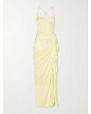 Versace Draped Jersey Gown - Yellow