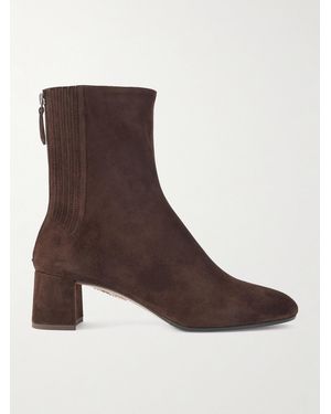 Aquazzura Saint Honoré 50 Suede Ankle Boots - Brown