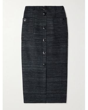 Violante Nessi Corot Silk-Tweed Midi Skirt - Black