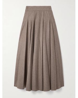 Max Mara Pleated Stretch-Wool Felt Maxi Skirt - Brown