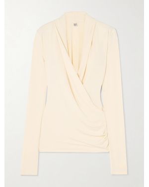 TOTEME Oberteil Aus Stretch-Jersey Mit Wickeleffekt Und Falten - Natur