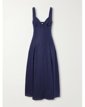Faithfull the Brand Bow-Detailed Linen Midi Dress - Blue