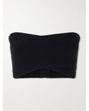 Balmain Strapless Ribbed-Knit Top - Black