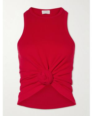 Magda Butrym Tanktop Aus Geripptem Stretch-Baumwoll-Jersey Mit Knoten - Rot