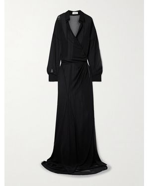 Monot Cami Wrap-Effect Chiffon Maxi Dress - Black