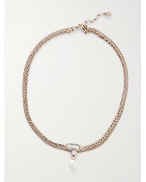 McQueen Skull Goldfarbene Kette Mit Kristallen Und Kunstperlen - Natur