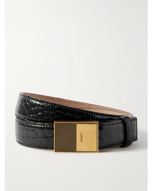 KHAITE Elio Gürtel Aus Lackleder Mit Krokodileffekt - Schwarz