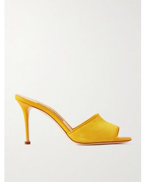 Manolo Blahnik Larache 90 Suede Mules - Yellow