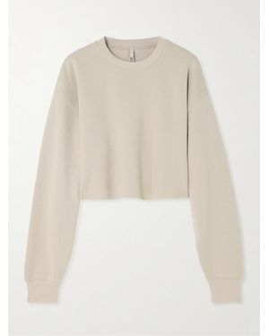 Skims Cropped Cotton-Blend Jersey Sweater- Stone - Natural