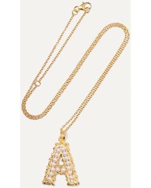 Pacharee Alphabet-Plated Pearl Necklace - Natur