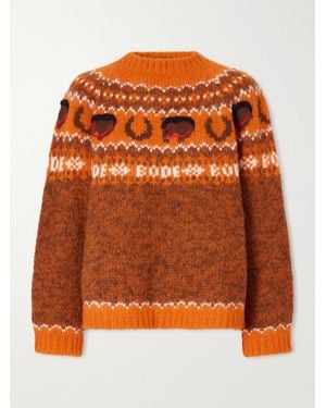 Bode Corral Fair Isle Alpaca-Blend Sweater - Orange