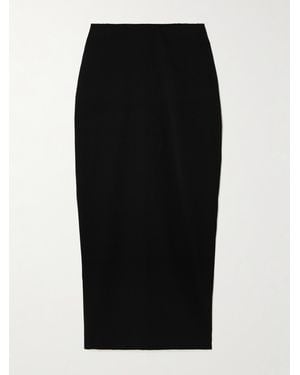 St. Agni Frayed Wool-Blend Twill Maxi Skirt - Black