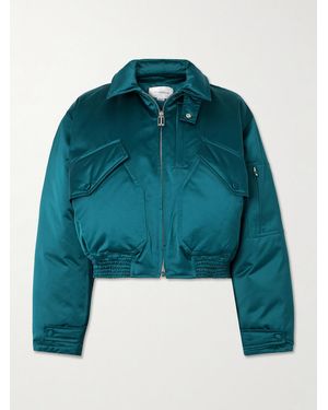 Victoria Beckham Padded Cotton-Blend Sateen Down Bomber Jacket - Blue