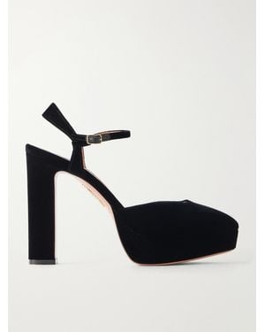 Aquazzura Amira 110 Velvet Court Shoes - Black