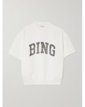 Anine Bing Sweat À Manches Courtes En Jersey De Coton Imprimé Jay - Blanc