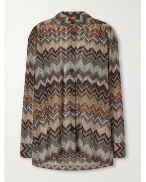 Missoni Sequin-Embellished Metallic Crochet-Knit Blouse - Brown