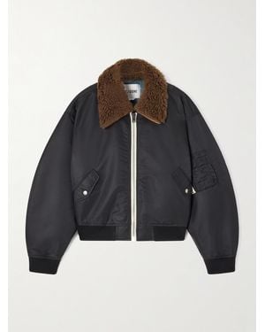 RE/DONE Verkürzte Bomberjacke Aus Wattiertem Shell Mit Besatz Aus Plüschmaterial - Schwarz