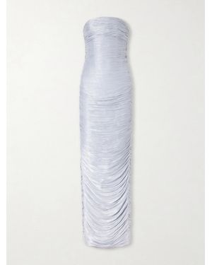 Marmar Halim Strapless Ruched Satin Gown - White