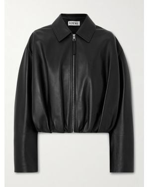 Loewe Gathered Leather Jacket - Black
