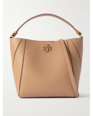 Tory Burch Mcgraw Small Panelled Textured-Leather Shoulder Bag - Natural