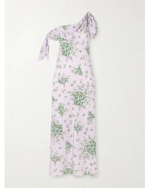 Rodarte Floral-Print Silk-Crepe Midi Dress - White
