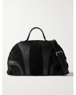 Dries Van Noten Leather-Trimmed Suede Duffle Bag - Black