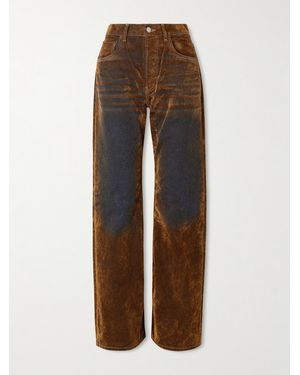 Acne Studios Suede-Effect Mid-Rise Wide-Leg Jeans - Brown