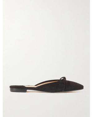 Manolo Blahnik Ballerimu Bow-Detailed Suede Slip-Ons - White
