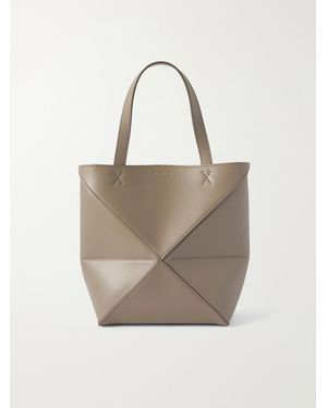 Loewe Puzzle Fold Convertible Mini Leather Tote - Natural
