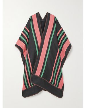 Vita Kin Ola Striped Linen Cape - Black