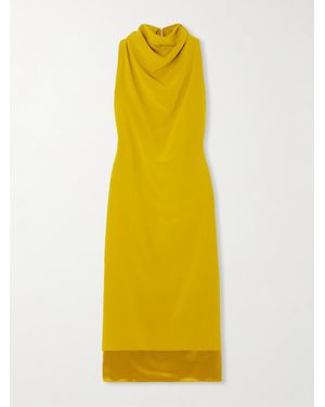 Altuzarra Noor Draped Silk-Satin Midi Dress - Yellow