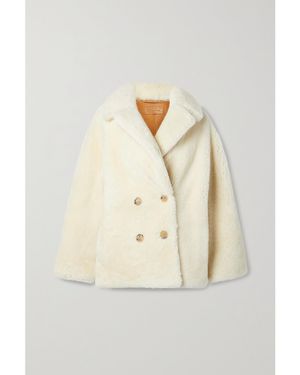 Nili Lotan Addie Double-Breasted Shearling Jacket - Natural