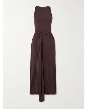 Maygel Coronel Tirso Rückenfreies Midikleid Aus Stretch-Jersey Mit Applikation Und Knoten - Braun
