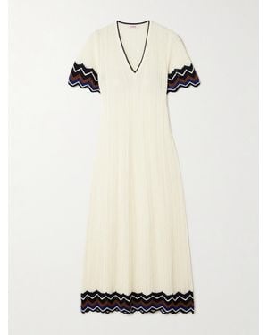 Eres Luna Striped Crocheted Cotton-Blend Dress - Natural