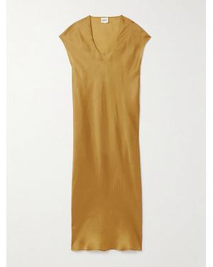 KHAITE Darby Silk-Organza Midi Dress - Metallic
