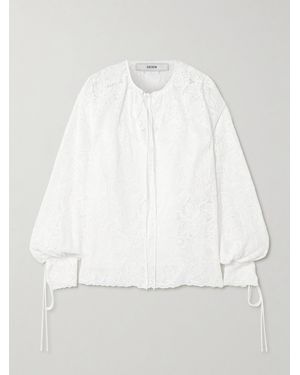 Erdem Tie-Neck Cotton-Lace Blouse - White