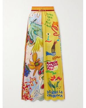 ALÉMAIS Nadia Hernández Printed Silk Crepe De Chine Wide-Leg Trousers - Multicolour
