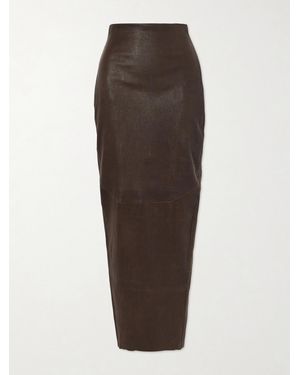 Rick Owens Dirt Pillar Textured-Leather Maxi Skirt - Brown