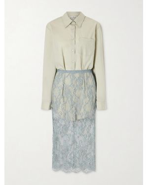 Acne Studios Lace-Trimmed Cotton And Silk-Blend Midi Dress - White