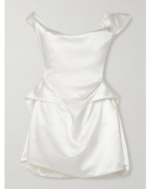Vivienne Westwood Aurora Off-The-Shoulder Draped Silk-Satin Mini Dress - White