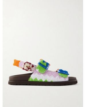 Missoni Mia Striped Terry Sandals - Green