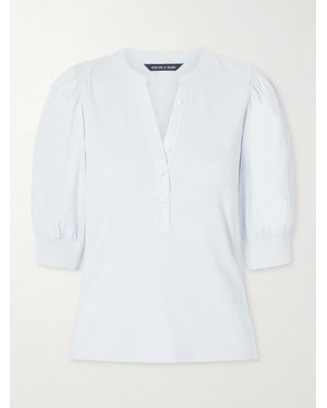 Veronica Beard Coralee Poplin And Ribbed Stretch-Pima Cotton-Jersey Top - White