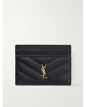 Saint Laurent Cassandre Matelassé Leather Card Holder - Black