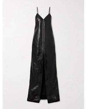 Saint Laurent Panelled Leather Gown - Black
