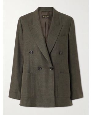 Loro Piana Genny Double-Breasted Linen And Wool-Blend Blazer - Green