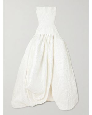 Maticevski Harlequin Strapless Wrap-Effect Cloqué Gown - White
