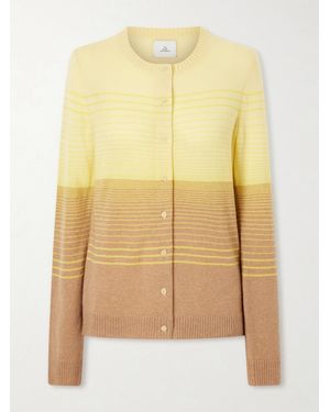 The Elder Statesman Ruth Gradient Cashmer-Knitted Cardigan - Yellow