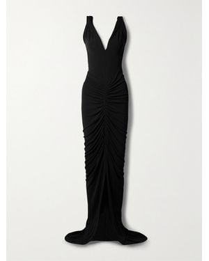 Givenchy Open-Back Ruched Crepe Gown - Schwarz