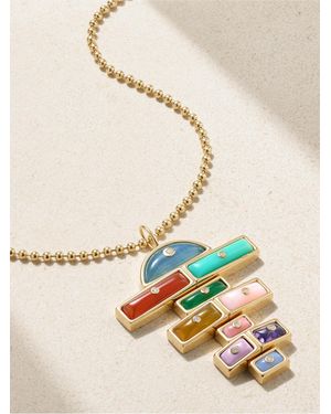 Brent Neale Medium Hopscotch 18-Karat Multi-Stone Necklace - Natural
