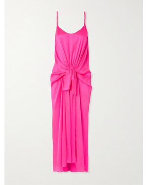 JW Anderson Tie-Detailed Crinkled-Silk Maxi Dress - Pink